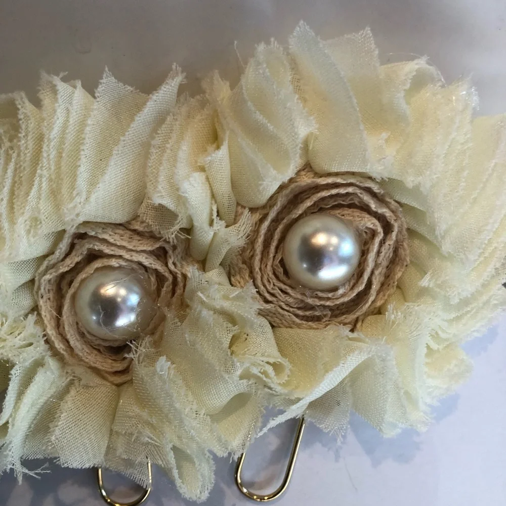 Handmade Cream Floral Pearl PaperClip Bookmarks - Set of 4